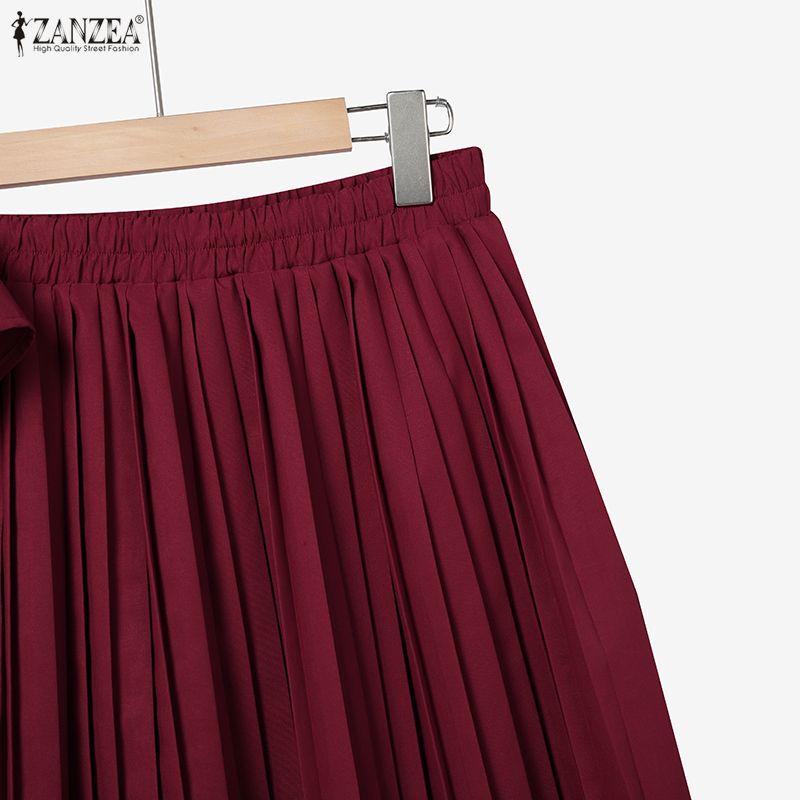 ZANZEA Damskie bluzki z krótkim rękawem i spódnice Letnie dwuczęściowe zestawy garniturowe