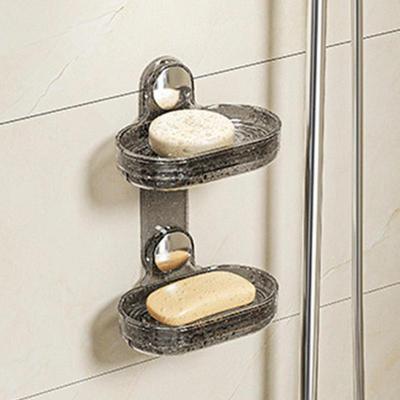 Wall Mounted Soap Box Perforated Suction Cup Wall Mount Single And Double Layer Drain Soap Dispenser Holder Bathroom Soap Rack