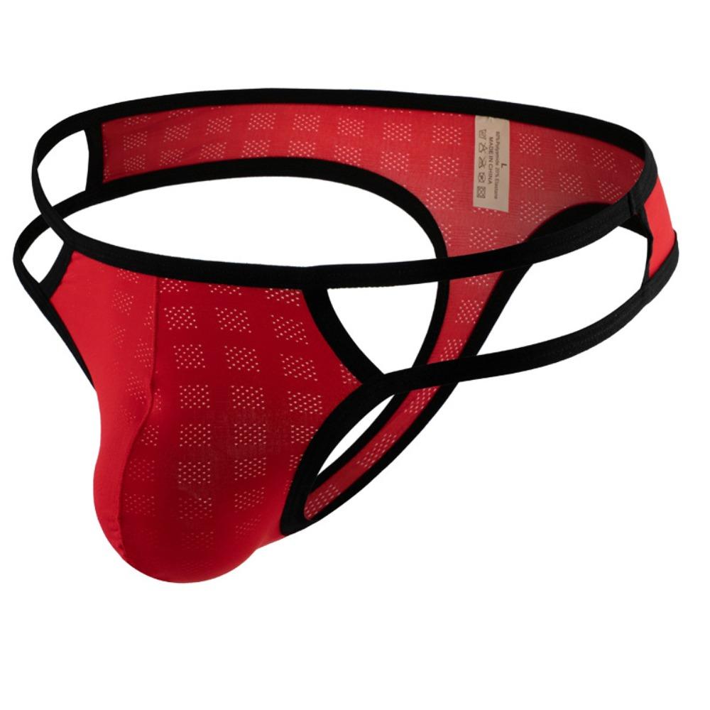 Hollow Men's Thongs Ultra-thin T Back Panties Breathable Mesh Underpants Summer