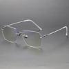 Denmark Brand Polygon Rimless Glasses Frame Men Women 2128 Fashion Frameless Oversize Eyeglasses Pure Titanium Ultralight Gafas