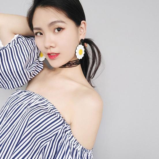 Fashion Acrylic Big Flower Dangle Earrings Piercing Ear Pendant Women Party Decor