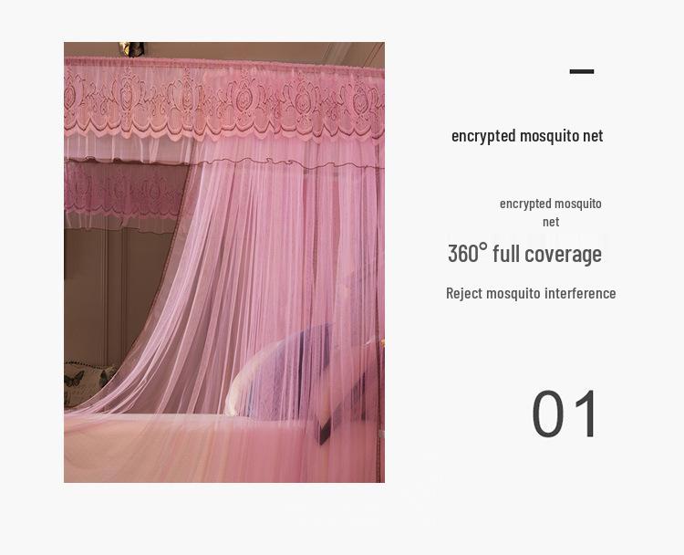 2025 Liftable Princess Style Three-Door U-Shaped Mosquito Net Canopy, Floor-Standing One-Piece Design