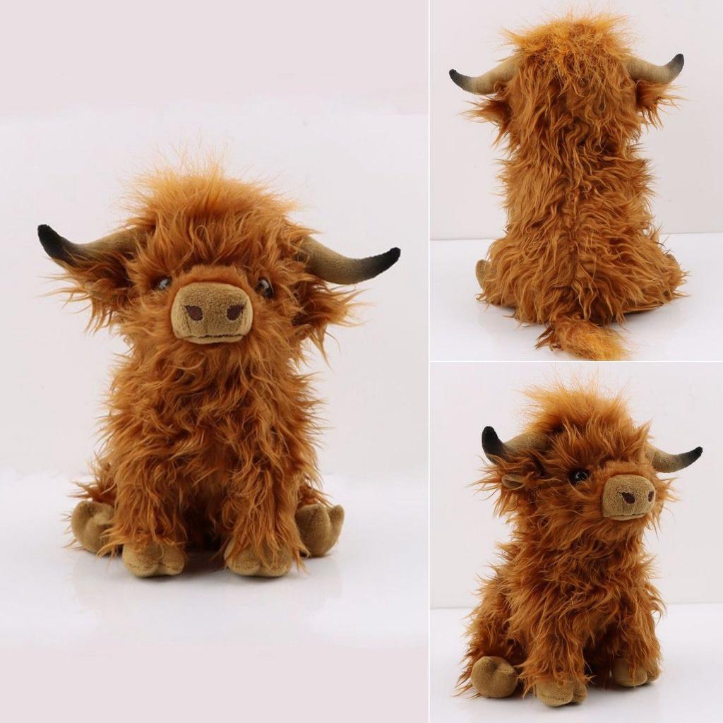 Scottish Highland Cow Plush Toy Soft And Skin Friendly Simulation Doll For Kids 9.8in Long-haired Gift
