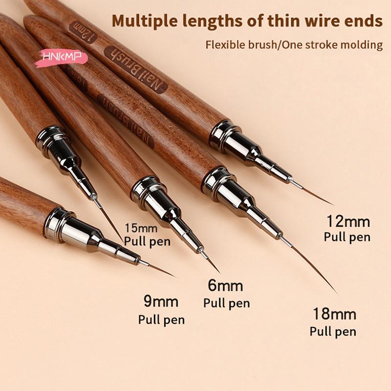 1Pcs DIY Painting Brush with Wood Handle Art Liner for Drawing Lines Stripe Flower Nail Art 5 Different Sizes
