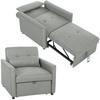 3-in-1 Sleeper Chair, Pull-Out Sofa Bed Chair with Adjustable Backrest, Grey