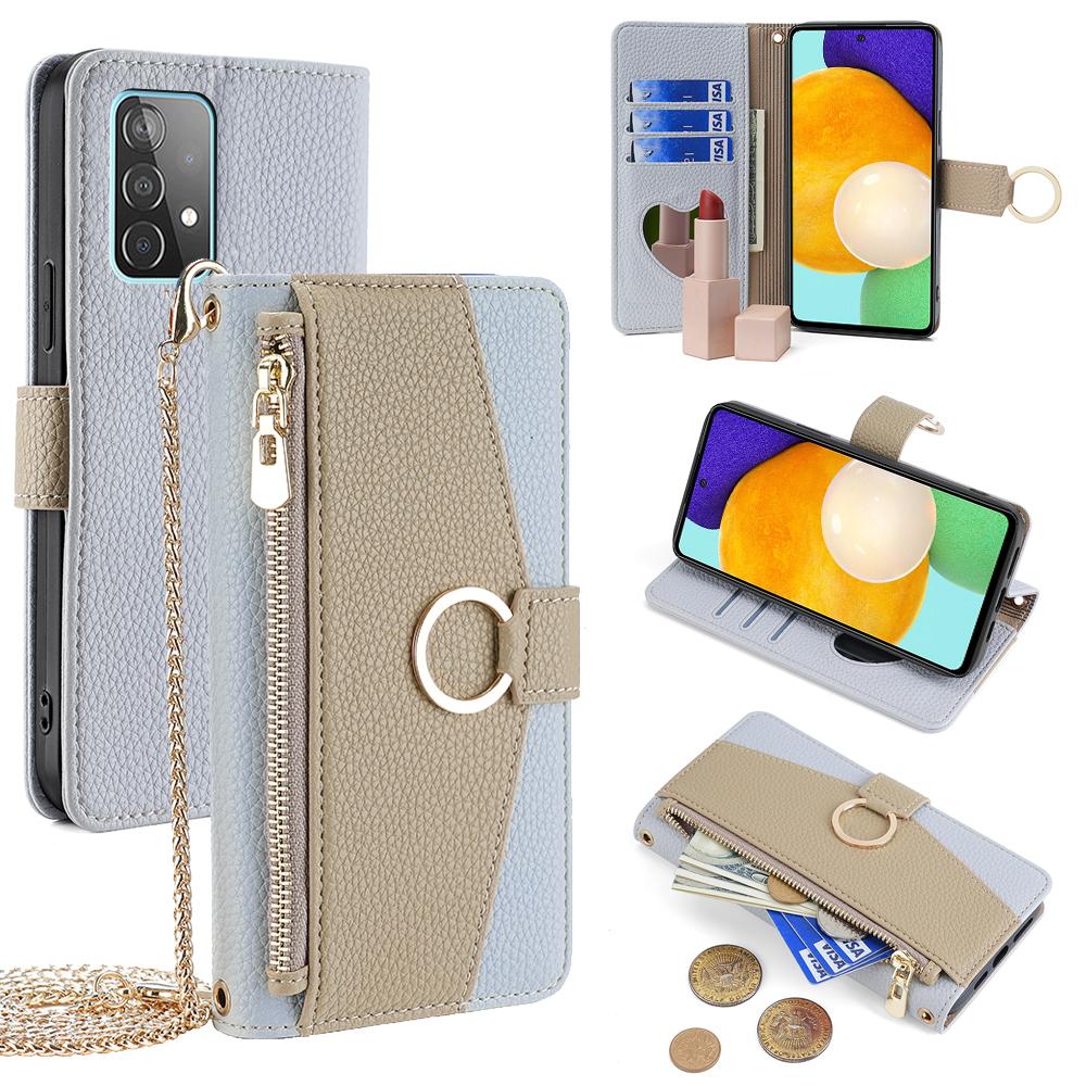 

For Samsung Galaxy A52 4G/5G/A52s 5G Crossbody Case PU Leather Zipper Phone Cover A