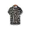 Men's Shirt Retro American Skull Printed Shirt Street Harajuku Short Sleeve Button Men's Casual Girls Shirt