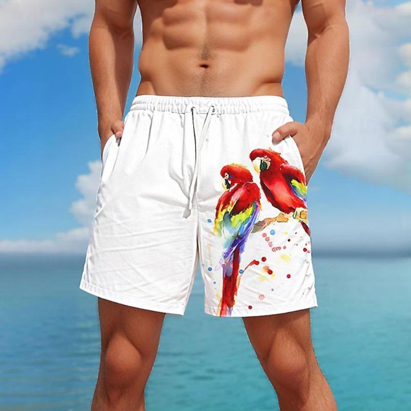 

Мужские шорты на шнурке - легкий полиэстер, летняя уличная одежда, машинная стирка, регулируемый, комфорт, мультяшный принт XXL