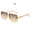 Men's sunglasses, new square metal sunglasses, women's sunscreen half-frame sunglasses.