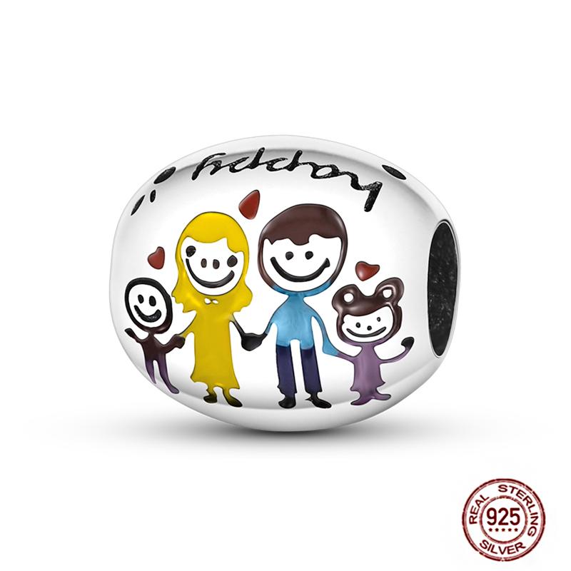 Copper Charms Great Love Mother Family Sister Pink Heart Tulip Cha Beads Fit Original Bracelet Diy Mother'S Day Jewelry Gift