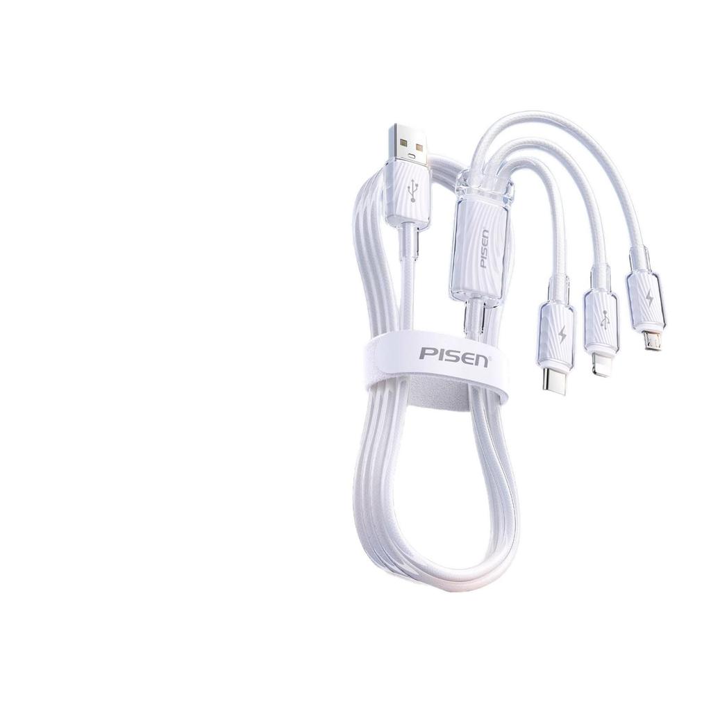 PISEN 100W 3-in-1 Fast Charging Cable, 6A for Apple and Huawei Devices