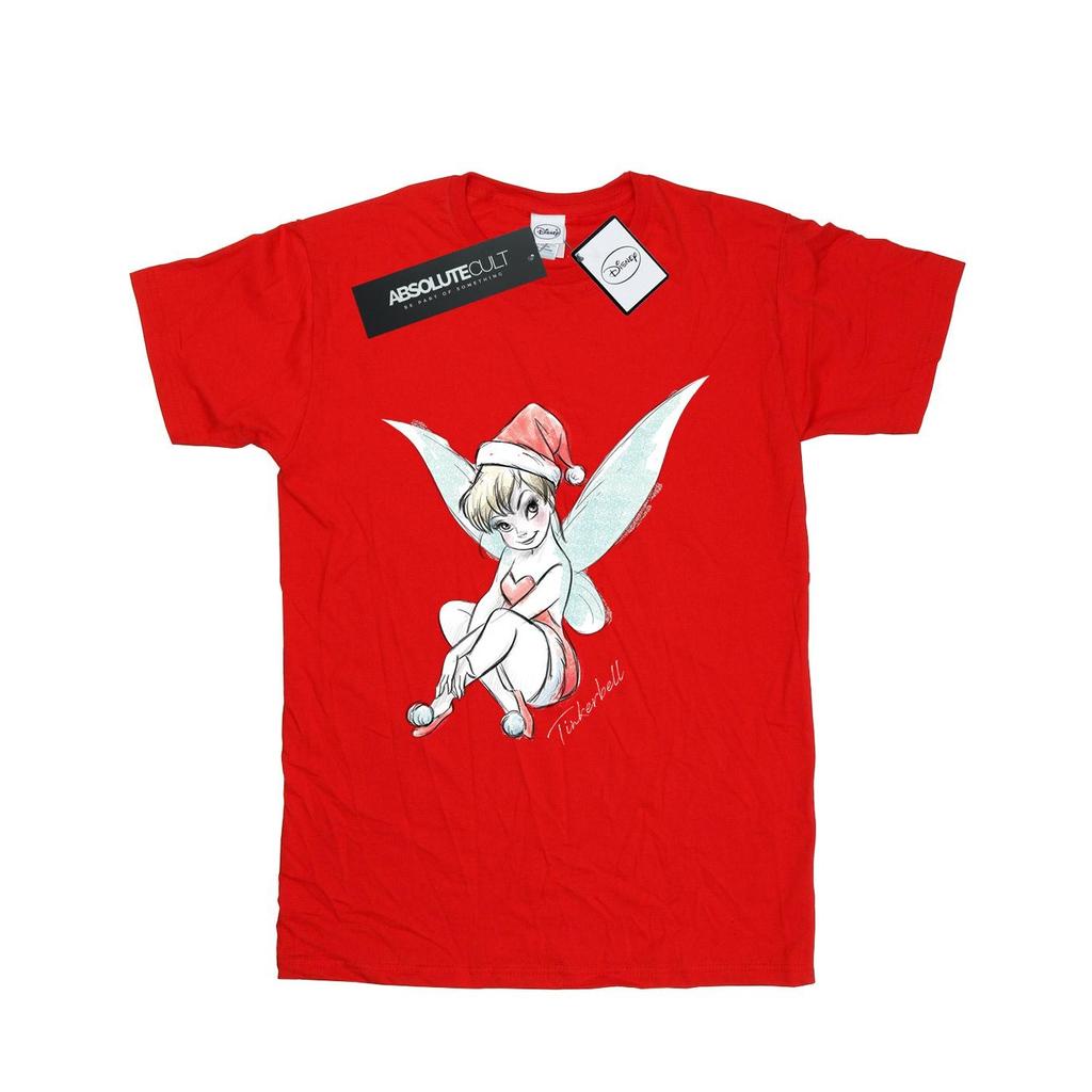 Disney Womens/Ladies Tinkerbell Christmas Fairy Cotton Boyfriend T-Shirt