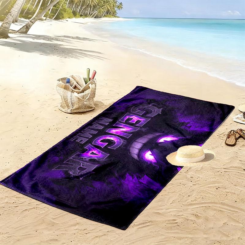 Gengar Print Beach Towel, Large Soft Quick Dry Towel for Beach Camping Swimming