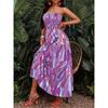 Women's sexy dress strapless elastic waist printed long dress