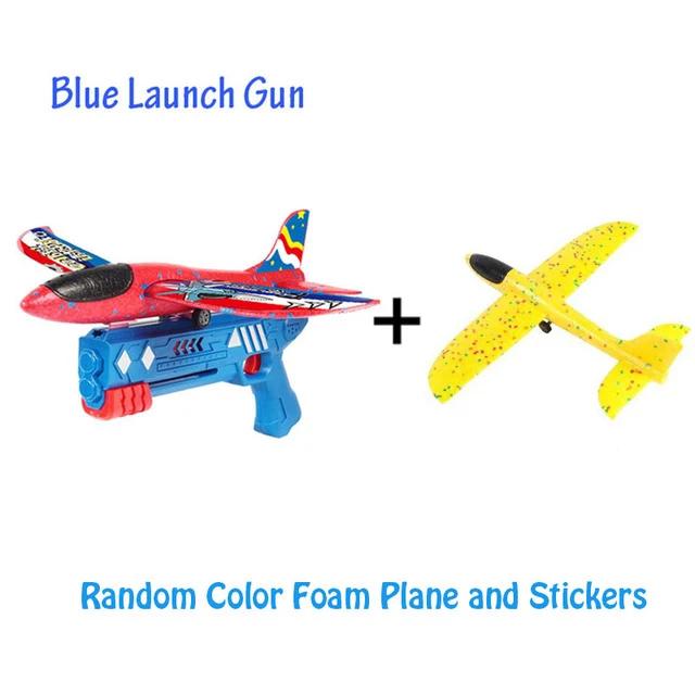 Avião de Espuma para Crianças Lançador de 10M Catapulta Arma de Avião Brinquedo Jogo ao Ar Livre Infantil Modelo de Bolha Tiro Brinquedos de Pista Giratória Presentes