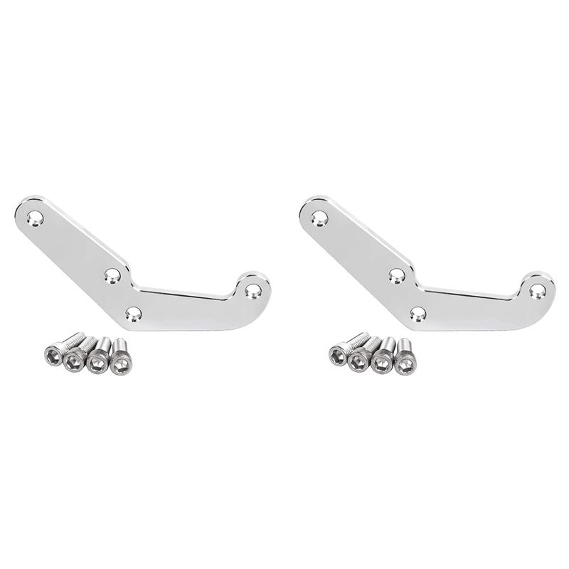2X 4-Piston Front Brake Caliper Bracket Adapter For 84-99 Touring Softail серебряный