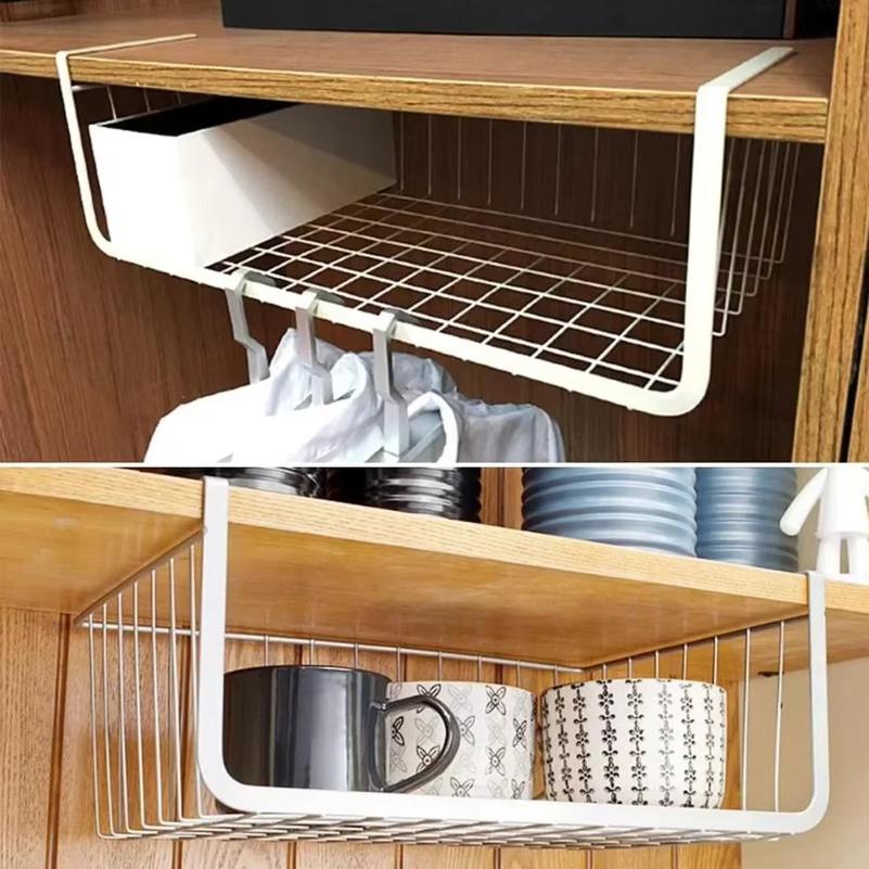 New S/L Cupboard Under Storage Iron Cabinet Closet Desk Hanging Mesh Basket Wire Bookcase Shelf Rack Organizer