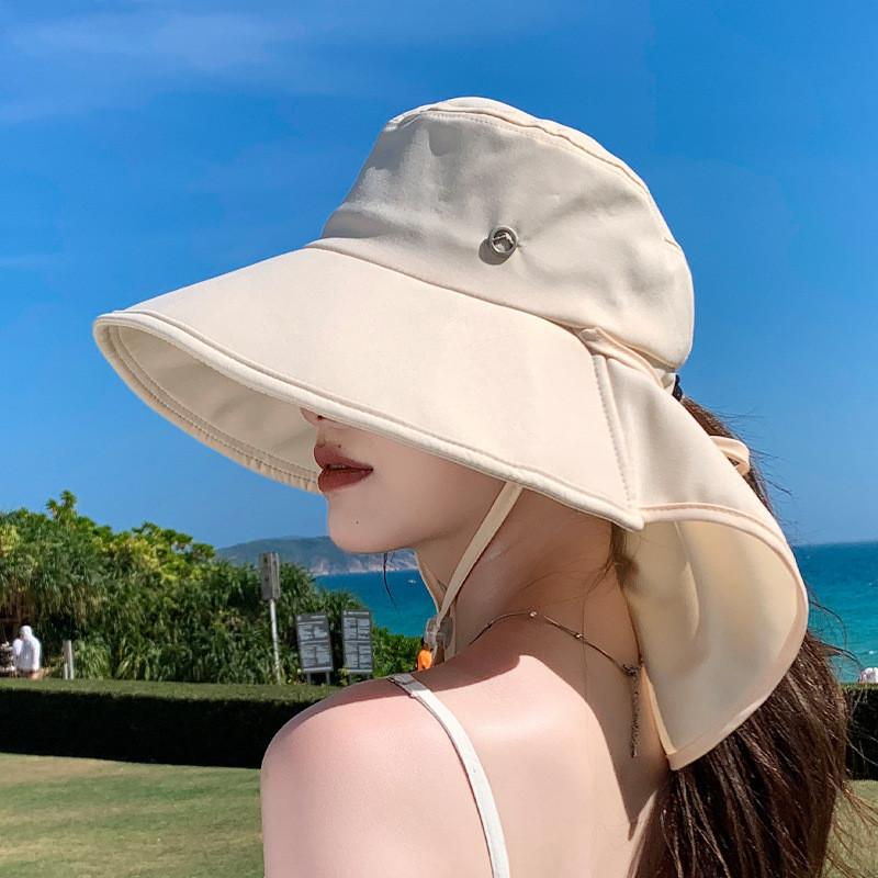 Summer Wide Brim Fisherman Hat With Ponytail Hole For Outdoor Sun Protection