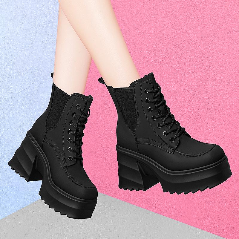 (Broken size does not make up) Thick-soled British style inner heel Martin boots children's autumn new versatile women's shoes