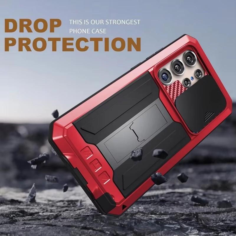 Aluminum Metal Shockproof Case For Samsung S25 Edge S24 S23 S22 Plus S21 Ultra Heavy Duty Screen Protector Sliding Camera Cover