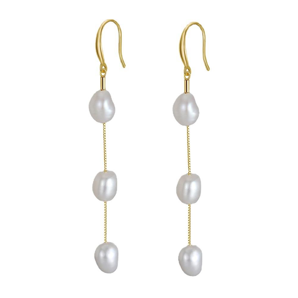 

925 sterling silver earrings natural freshwater pearl Baroque handmade earrings