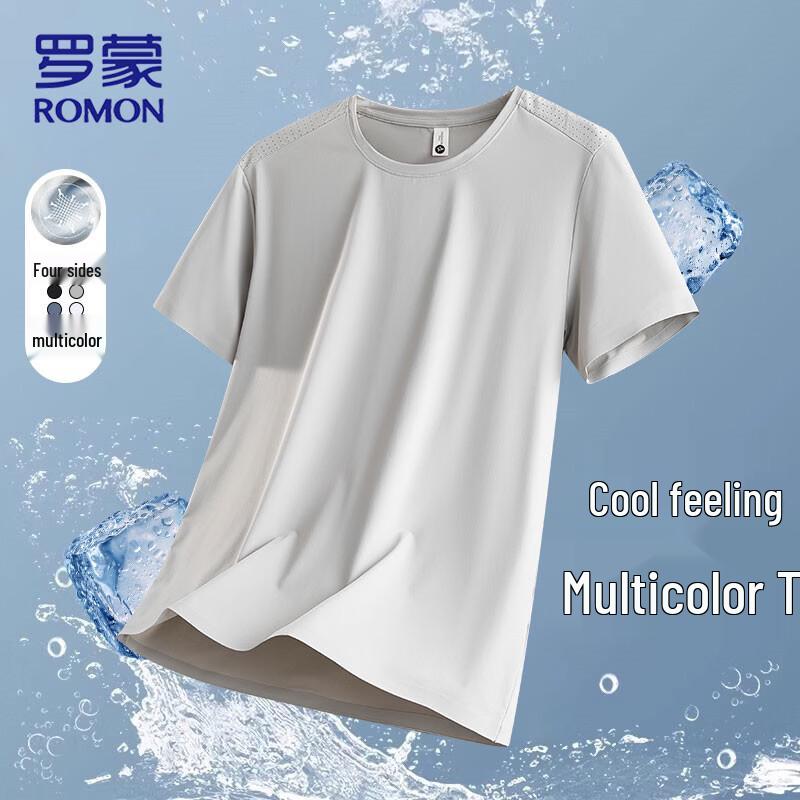

ROMON Men s Ice Silk Quick-Dry Short Sleeve T-Shirt 3XL