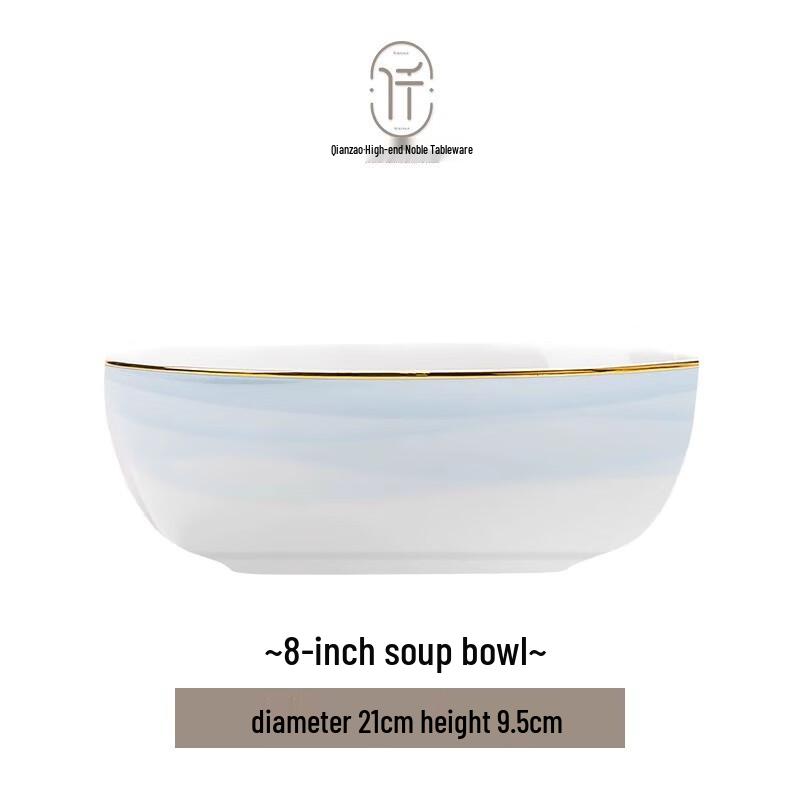 8-inch Modern Minimalist Bone China Soup Bowl