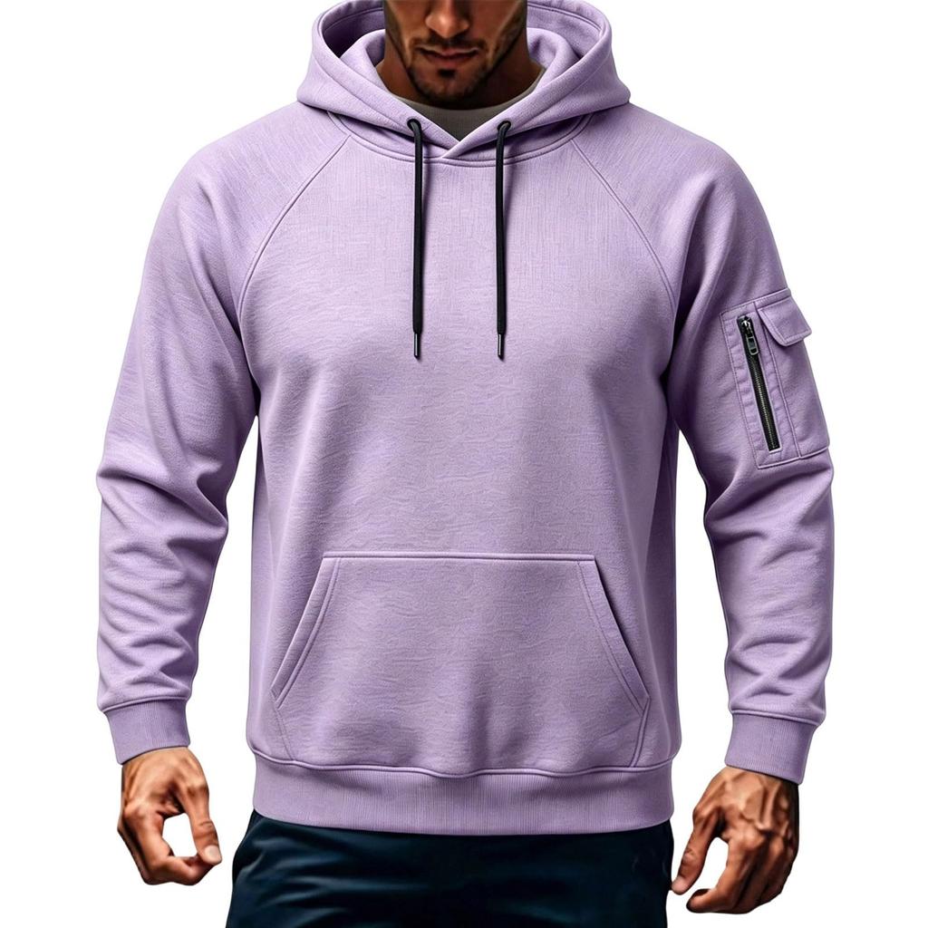 Men's Casual Sports Hoodie Drop Shoulder Long Sleeve Neck Hooded Pullover Sweatshirt