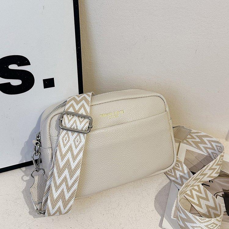 Leather Shoulder Messenger Bag Women'S Bag Fashionable Commuter Simple First Layer Cowhide Small Square Bag