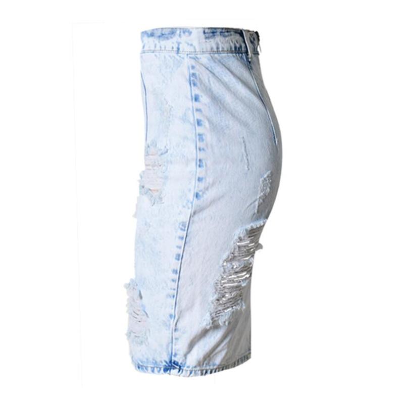Buy Women Denim Skirt Knee Length High 