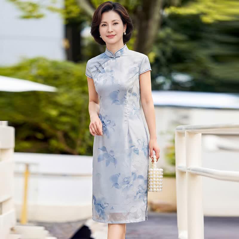Elegant Printed Summer Qipao Dress for Women