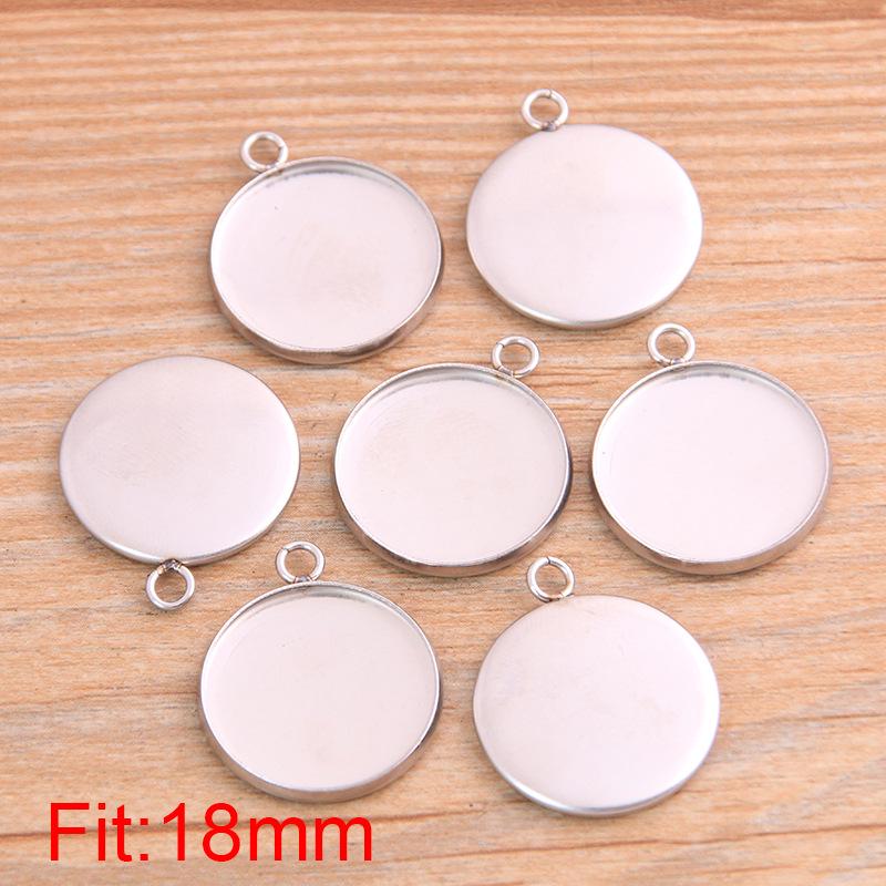 10-30mm Stainless Steel Round/Rectangular Gem Base Tray Pendant Connector