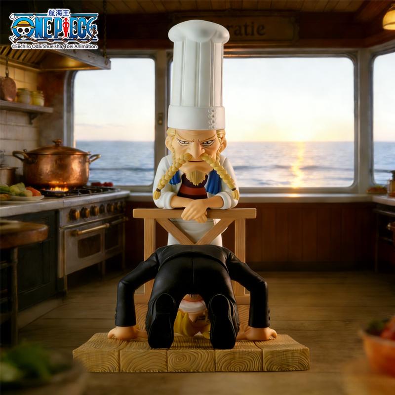 דמות רשמית של ONE PIECE זף וסנג'י - "אל תצטנן, אידיוט!"""" סצנת מסעדת ברטייה, מתנה אספנות מאנימה."""