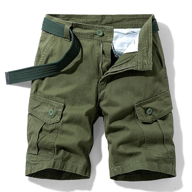 Men Summer Solid Casual Classic Cargo Shorts Men Fashion Cotton Multi-pocket Shorts Men Outwear Breathable Shorts Male