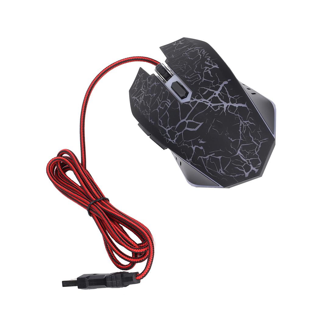 Kabelmaus Schwarz Crack USB-Anschluss Gaming Beleuchtung Einstellbar Computerzubehör