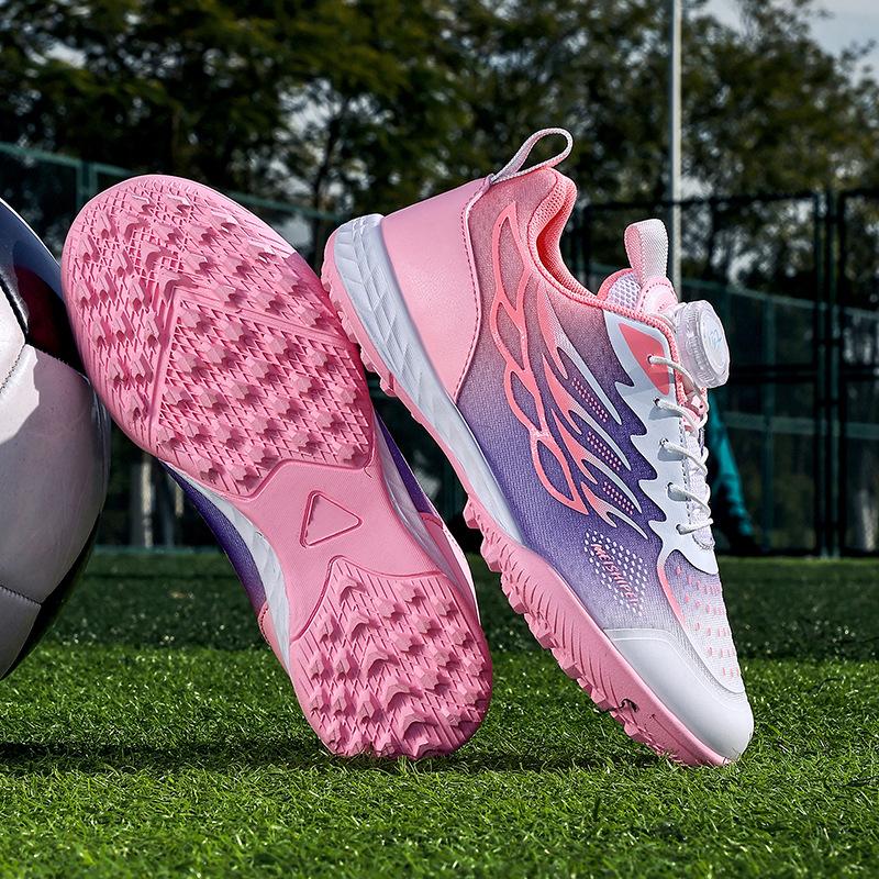 

School season spring new children s men s and women s broken nail game football shoes 30-39 size rotating button sneakers 30