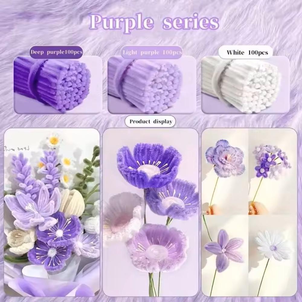 100/300/400Pcs Flexible Wire Pipe Cleaners Bendable Plush Sticks  for Artificial Flower Making