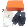 Makellose HERMES Sandalen Izmir H-Logo Slide Indigo-Marine-Denim Herren 43 Gebraucht