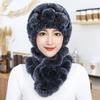 Rex Rabbit Hair Hat Female Autumn Winter Middle-aged and Elderly Mother Thickened Warm Fashion Grandmother Old Lady Mother-in-law Fur Hat