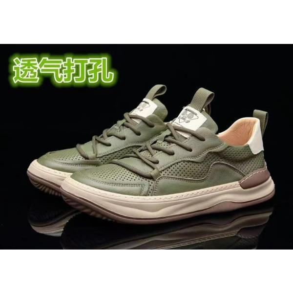 Genuine Leather Men's Shoes Thick Soles Breathable Hollow Out Casual Shoes Outdoor Men's Sports Shoes Loafers Shoes