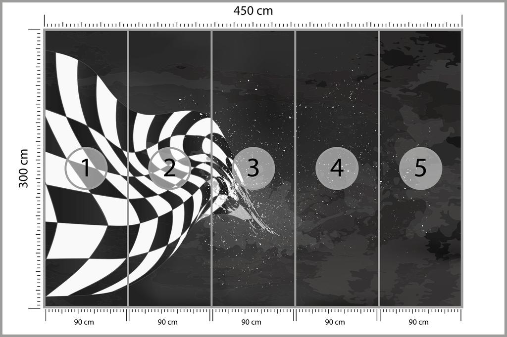 Photomural F1 Car With Grunge Style Structural Vinyl 450x300