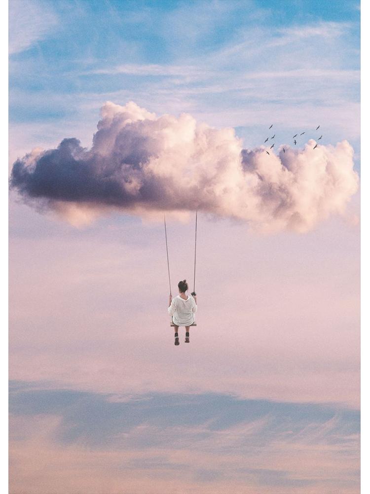 

Vintage Future Imagination Sky Cloud Posters Canvas Painting Funny Wall Art Picture для сучасної вітальні Home Decor 40x50cm No Frame