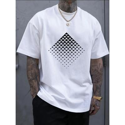 Taglie Europee Maglia da Uomo - Stampa Geometrica, Girocollo, alla Moda & Casual, Stile di Abbigliamento Unico per Varie Occasioni