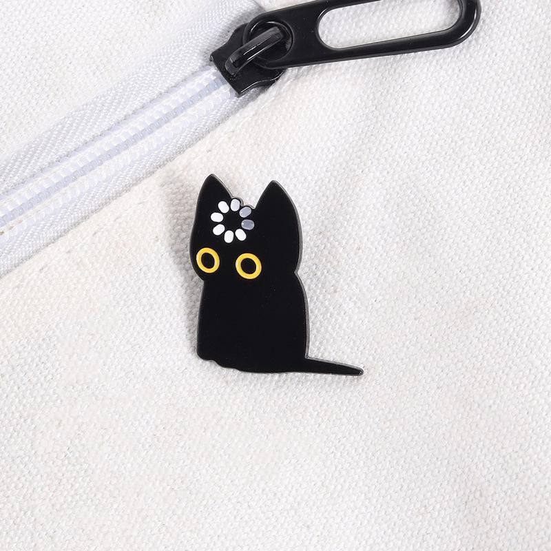 Cute Black Cat Enamel Pin Cartoon Metal Brooch Collar Pin Badge Backpack Clothing Decor Fashion Accessory Gift For Daily Wear