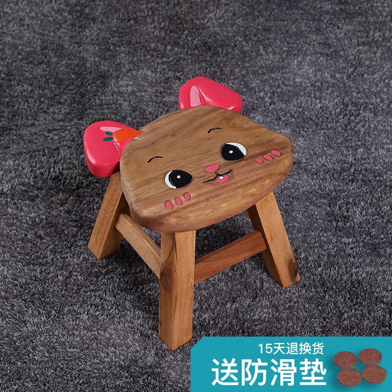 Solid Wood Kids Chair Cute Cartoon Small Stool Multifunctional Household Low Wooden Bench Creative Baby Seat For Living Room Entrance