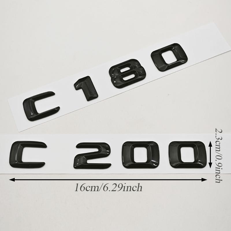 JPA3 3D ABS Car Letters Logo C180 C200 4MATIC Badge Rear Trunk Emblem Decals For Mercedes Benz C Class C180 C200 Tail Accessories