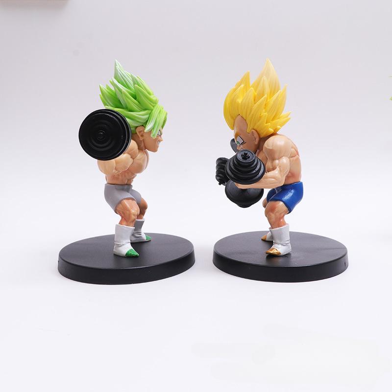 5Pcs/set Dragon Ball Super Saiyan Broly Green Hair Master Roshi Son Goku Bodybuilding Muscle PVC Action Figure Mode