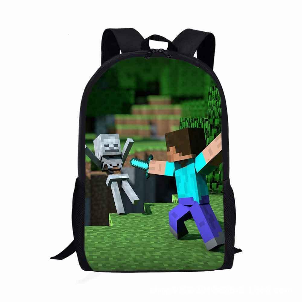 Square Man School Bag Cartoon Backpack Minecraft Backpack Game Printing Large Capacity