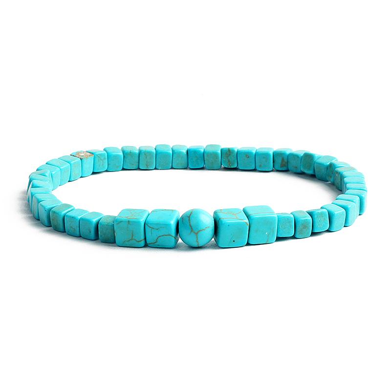 Bohemian Turquoises Beads Bracelets for Women Reiki Nature Stone Cube Cylinder Irregular Bracelets Healing Healthcare Jewelry