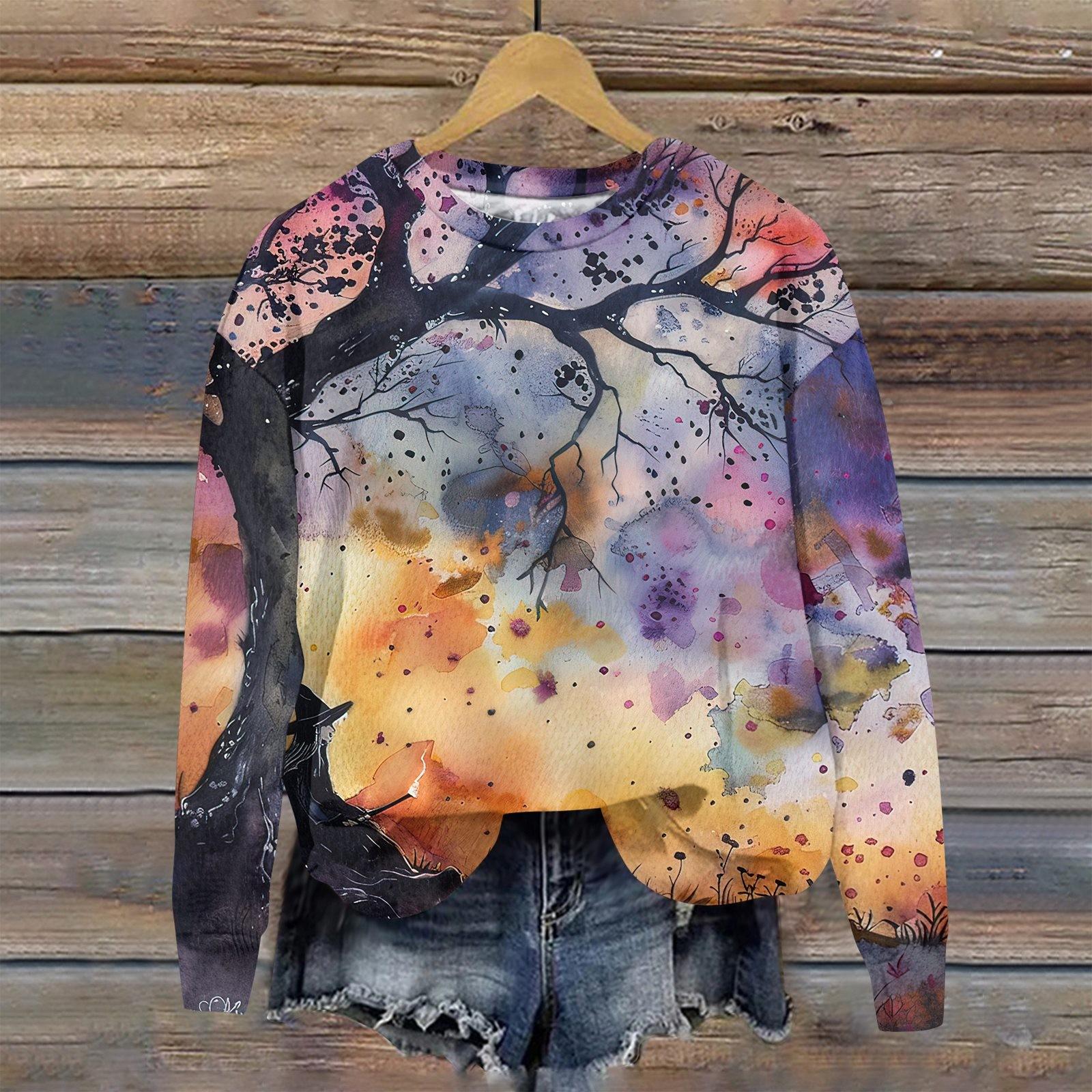 

Женская мода повседневная толстовка с капюшоном с длинным рукавом и принтом на Хэллоуин XXL фиолетовый